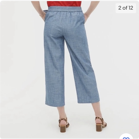 J. Crew Chambray Tie Waist Wide Leg Pants - Picture 2 of 9
